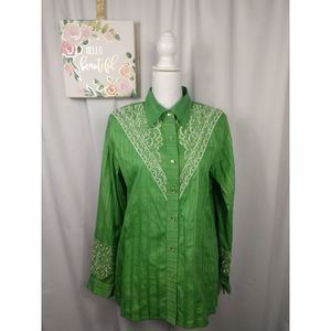 Bob Mackie green long sleeve top